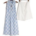 リボン装飾ノースリーブチェックワンピース 38 バーバリーブルーレーベル 72440 BURBERRY BLUE LABEL ブルー レディース