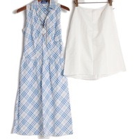 リボン装飾ノースリーブチェックワンピース 38 バーバリーブルーレーベル 72440 BURBERRY BLUE LABEL ブルー レディース