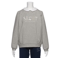 【50%OFF】衿つきロゴ刺しゅう入り裏起毛トレーナー