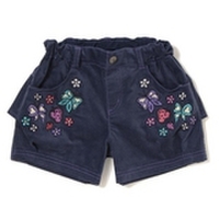 刺しゅう入り後ろフリルつきショートパンツ