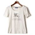 折り返しボタン付きTシャツ 36 バーバリーブルーレーベル 58635 BURBERRY BLUE LABEL ホワイト系 レディース