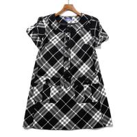 半袖ノーカラーウールワンピース 36 バーバリーブルーレーベル 66837 BURBERRY BLUE LABEL ブラック レディース