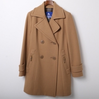裏地チェックウールリーファーコート 38 バーバリーブルーレーベル br01000827 BURBERRY BLUE LABEL ベージュ レディース
