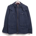 裏地チェックフーデットサファリジャケット M バーバリーブラックレーベル 73882 BURBERRY BLACK LABEL ネイビー メンズ