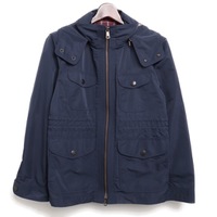 裏地チェックフーデットサファリジャケット M バーバリーブラックレーベル 73882 BURBERRY BLACK LABEL ネイビー メンズ