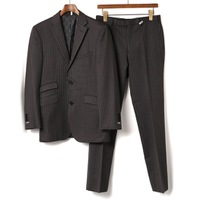 裏地モノグラムストライプテーラードジャケットスーツ 38R バーバリーブラックレーベル 71021 BURBERRY BLACK LABEL グレー メンズ