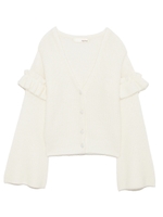 チュール袖ニットプルカーディガン/OWHT