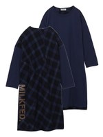 PLAID CONTRAST DRESS/ネイビー