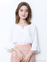 袖フレアブラウス/ホワイト