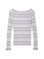 ◆大きいサイズ◆ランダムボーダーニット/ラベンダー(080)