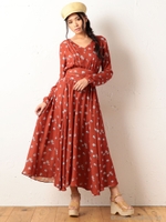 フロントタックロングワンピース/ベージュ