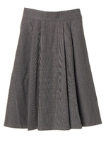 ・フレアーチェックミディスカート/ブラック