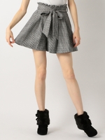 ふわチェックリボン付キュロット/クロ