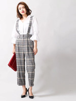 WEGO/サス付き2WAYチェックテーパードパンツ