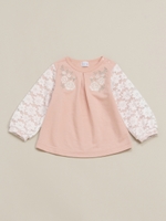 baby花柄ラッセルレースミニ裏毛トレーナー/ピンク