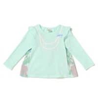 ネックレス風レースつき後ろ花柄チュール重ねTシャツ