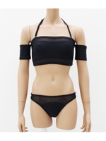 【Settimissimo】ITALY オフショルダーメッシュビキニ/ブラック(027)