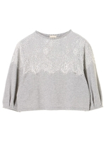・ミニ裏毛レース使いプルオーバー/杢グレー