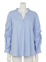 【Shelly island】デザインスリーブオーバーシャツ/ライトブルー