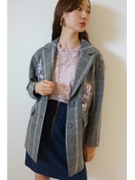 アンクル　チェック　フローラル　ジャケット/グレー(020)