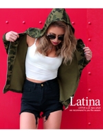 【Latina】カモフラ柄スウェットパーカー/カーキ(014)