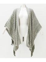 【Settimissimo】キモノスリーブフリンジカーディガン/カーキ(014)