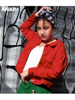 【ANAP】クロップドカラージャケット/レッド(025)