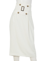 シルキーストレッチコルセットベルトタイトスカート/WHT