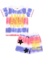 【ANAP KIDS】タイダイボーダーTシャツ+ハーフパンツSET/レッド(025)