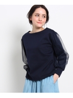 【洗える】チュールスリーブプルオーバー/カーキ(027)