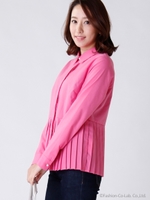 プリーツシャツ/ピンク