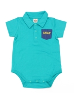 ポケットデニムロンパース/グリーン(012)