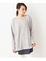 ラメ畦ニット×異素材タンクSET/ライトグレー(011)