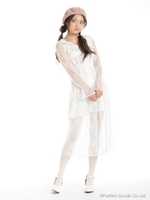 ヴィンテージ開き衿レースOP/ホワイト