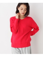 エラスキン畦Vネックニット/ピンク(072)