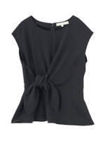 ジョーゼットウエストデザインブラウス/NVY