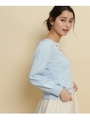 デコルテ刺繍コットン混ニット/ライトブルー(091)