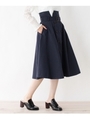 【洗える】トレンチ風スカート/ネイビー(093)