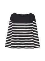 パネルボーダーカットソー/ホワイトXネイビー1(031)