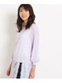 【洗える】プリーツスリーブコットン混ニット/ライトパープル(081)