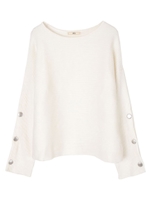 メタルボタン付ワイドスリーブプルオーバー/ホワイト