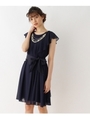 Dorry Doll リボンベルト×ネックレスシフォンワンピース/ブルー系(095)