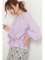 ギャザーネックブラウス/ラベンダー(080)