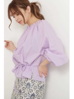 ギャザーネックブラウス/ラベンダー(080)