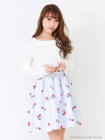 チェリーフレアスカート/ライトブルー