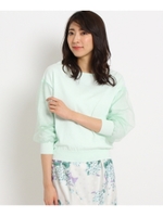 チュール袖コットンブレンドニット/ライトグリーン(021)