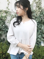 ハートネックペプラムブラウス/サックス