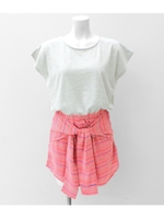 【ANAP】腰巻シャツ風コンビネーションワンピース/レッド(025)