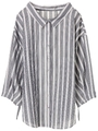 ドロストオーバーシャツチュニック/ストライプ
