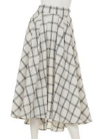 アシンメトリーロングチェックスカート/WHITE